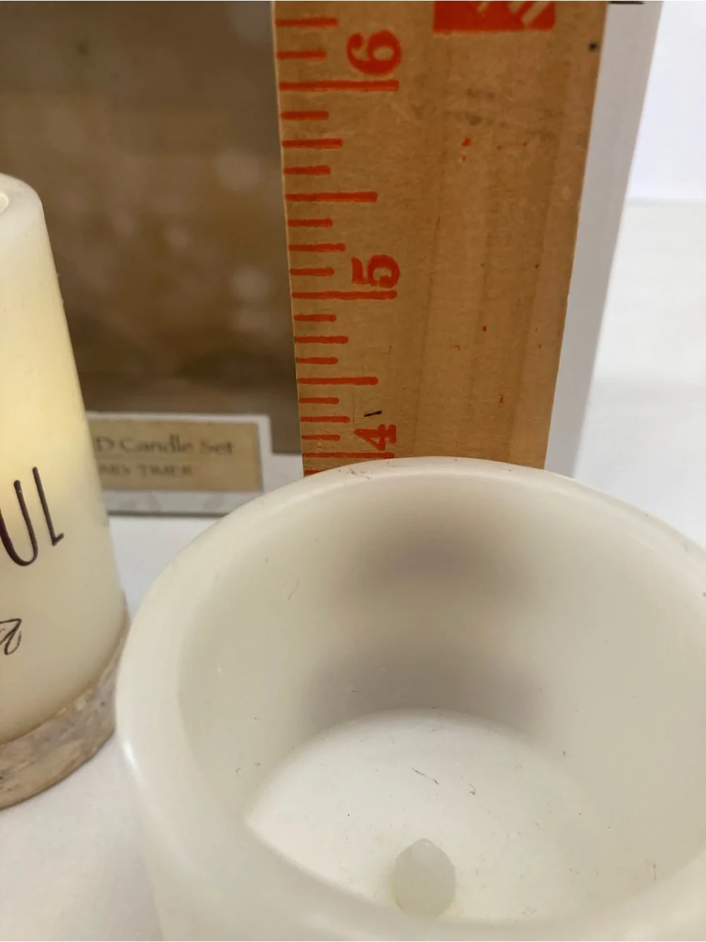 Apothecary & Co. Cream LED Candle Set - Grateful Thankful Blessed in box.